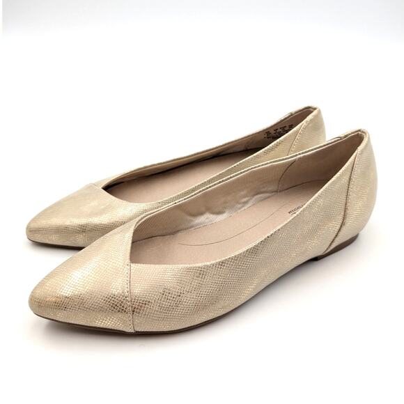 LifeStride Promise Ballet Flat Pointed Toe Women's Gold Size US7.5W EU38 - Picture 1 of 11
